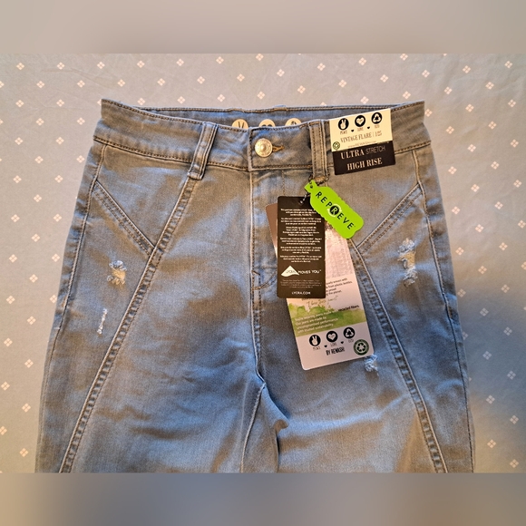 REWASH JEANS distressed BRAND NEW back seam ULTRA STRETCH high rise BOOT/FLARE - Picture 4 of 9